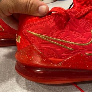 Nike Red and Gold LeBron 17 lows size 12